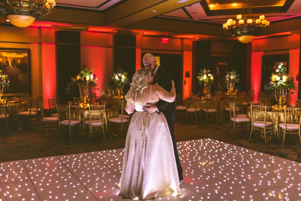 AATR Weddings Wedding PLanner Grand Bohemian Reception Inspiration Light Up Dance Floor
