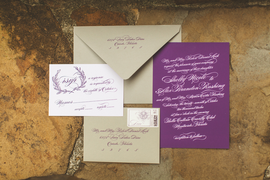 Plum and Ivory Invitations