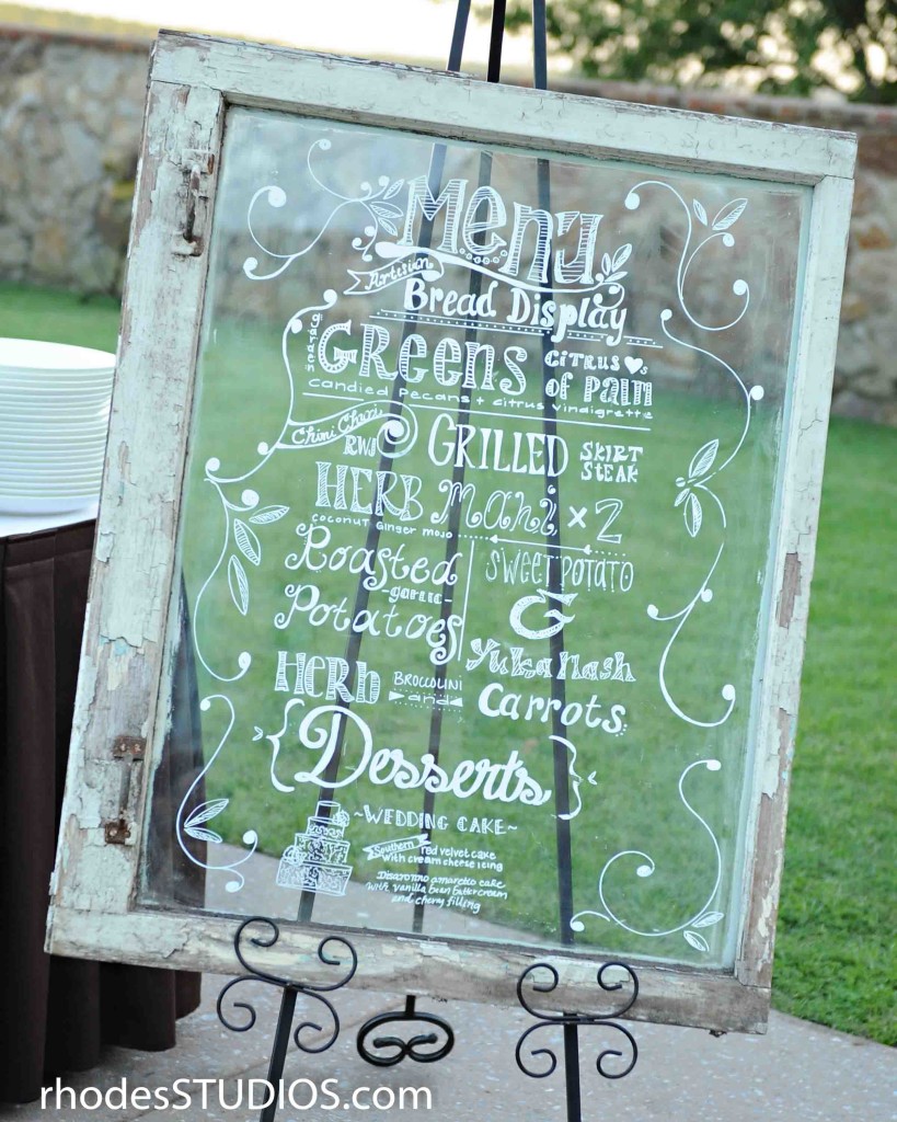 Vintage Window Menu for Wedding