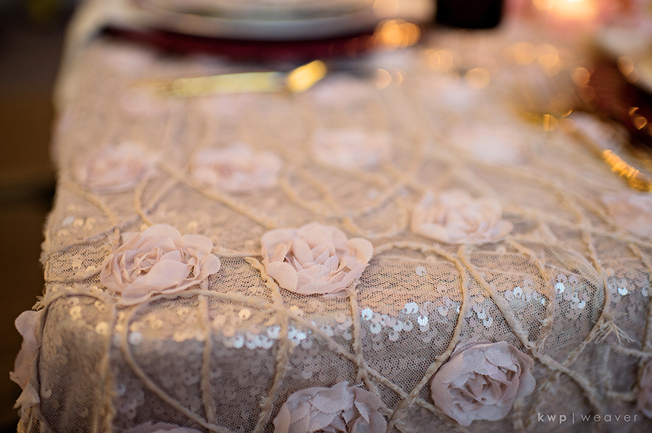 sequins floral linens 