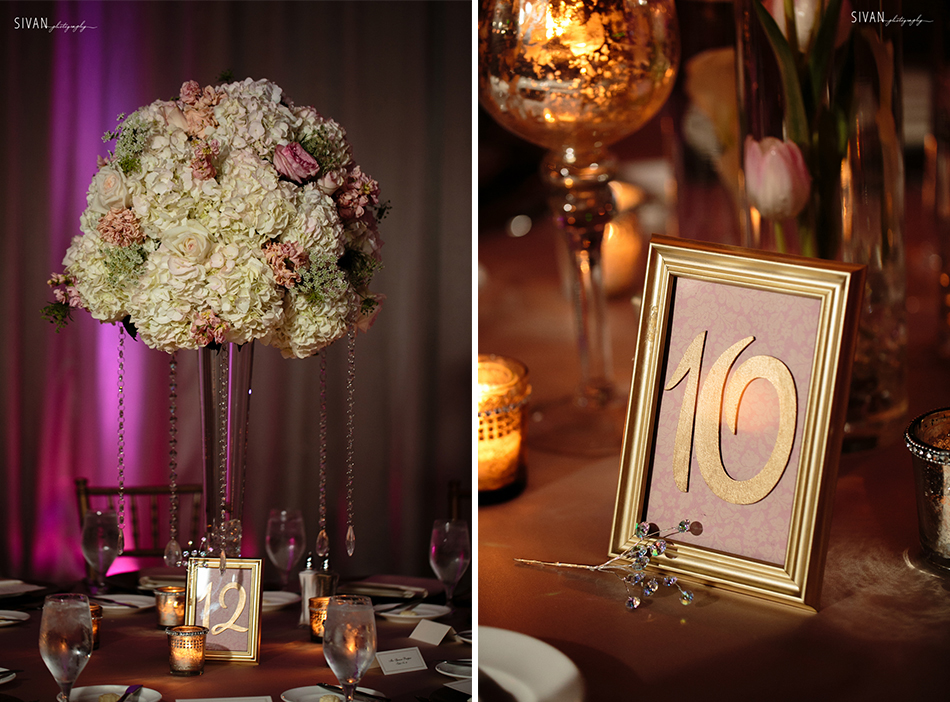 White and pink wedding reception 