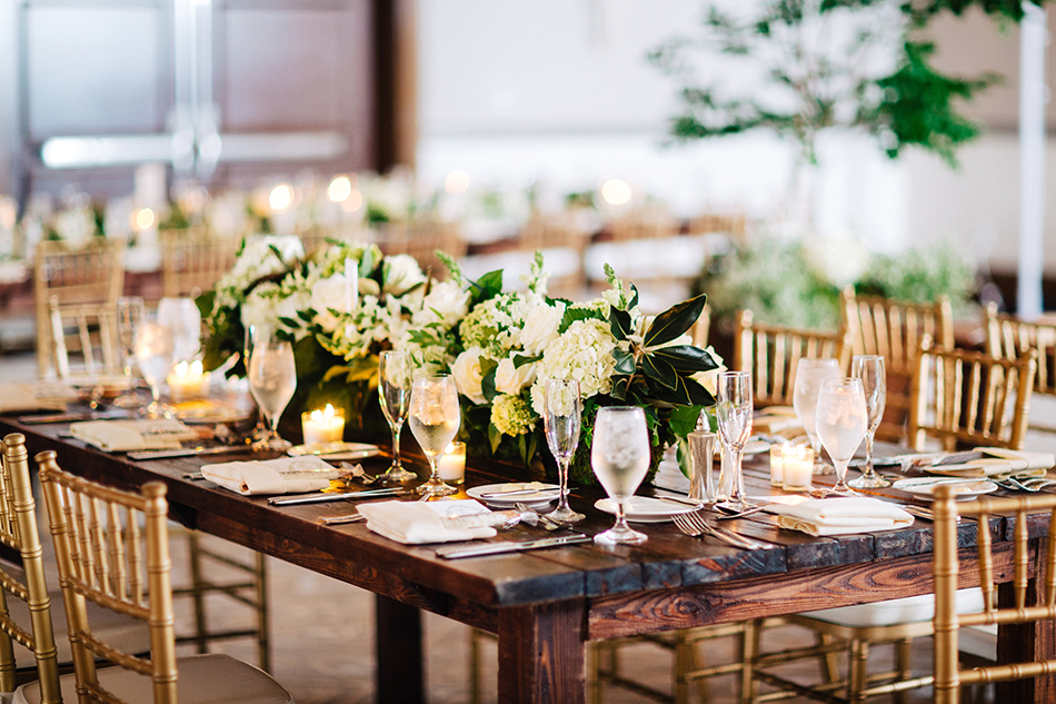 wooden farm tables wedding