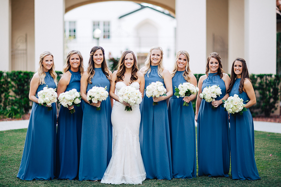 blue bridesmaid gowns