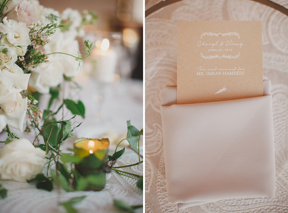 white and pink reception details