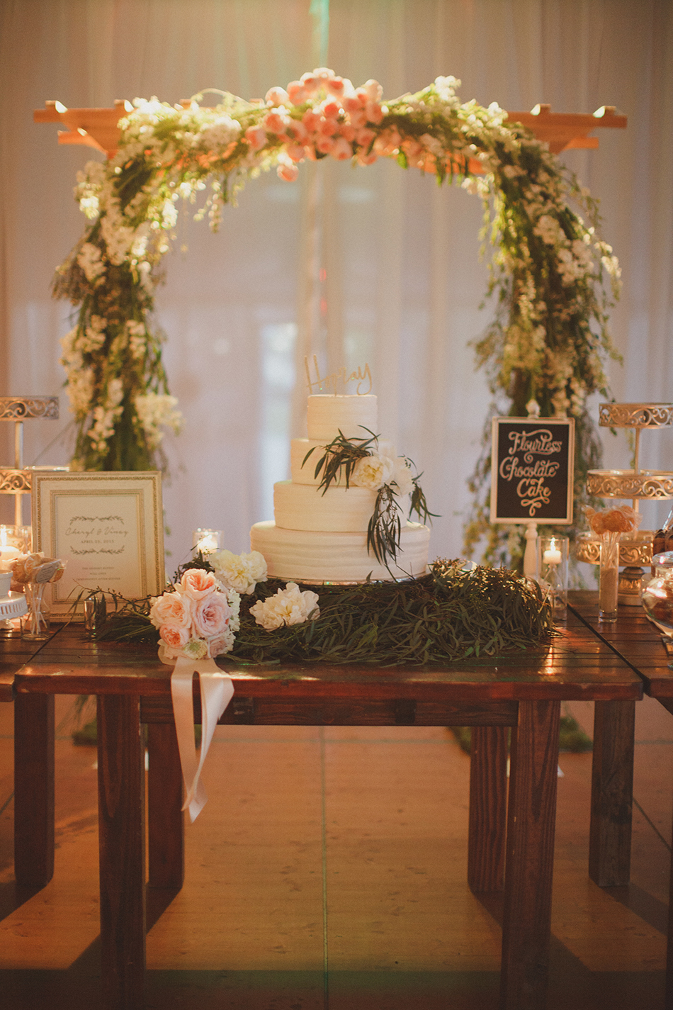 gorgeous white and green wedding cake