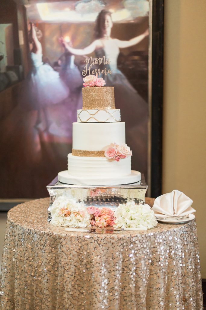 gold wedding cake sequins aatr weddings wedding planner 